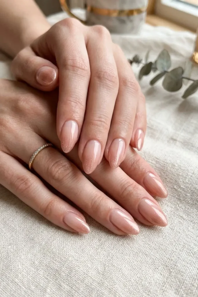 Elegant ombre nails blending soft neutral shades for a smooth and stylish finish.