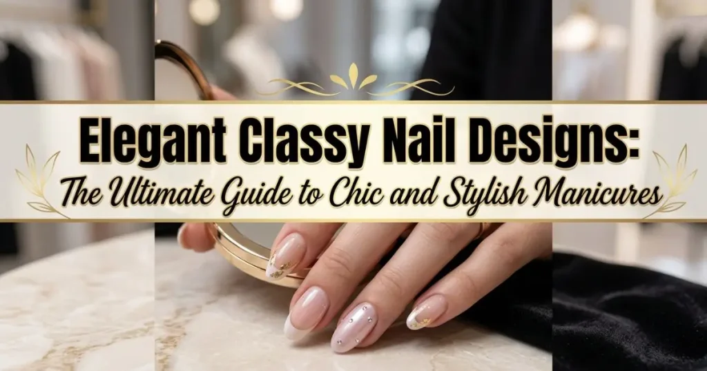 Stylish classy manicure with modern nail designs.