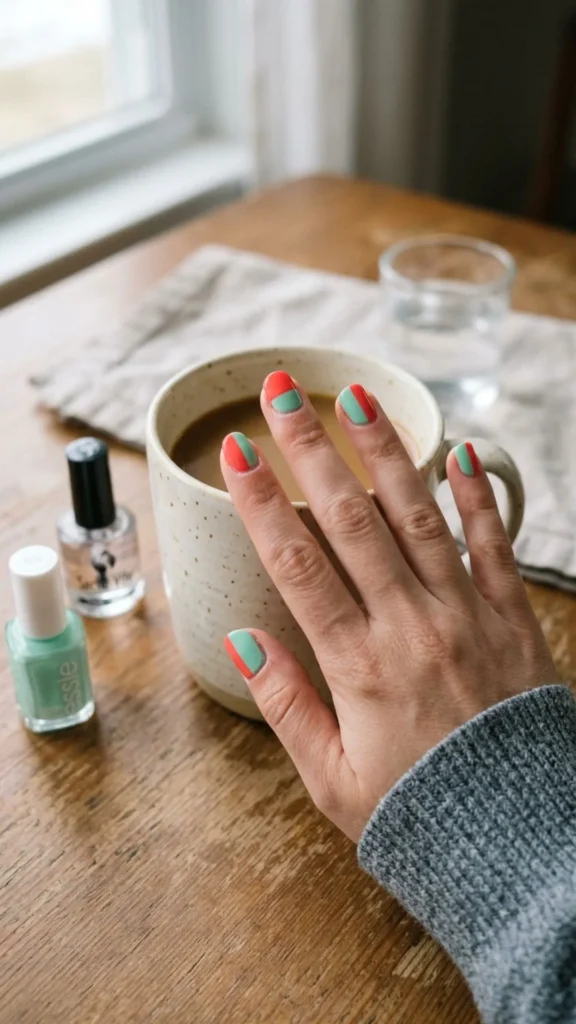 Colorful Modern Color Block Nails
