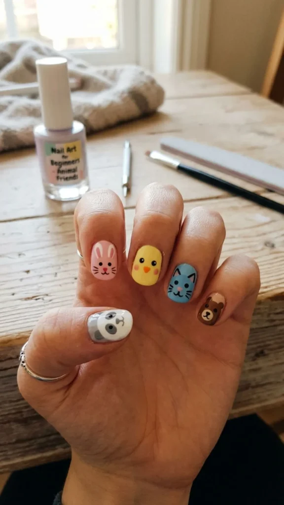 Adorable Cute Animal Face Nails