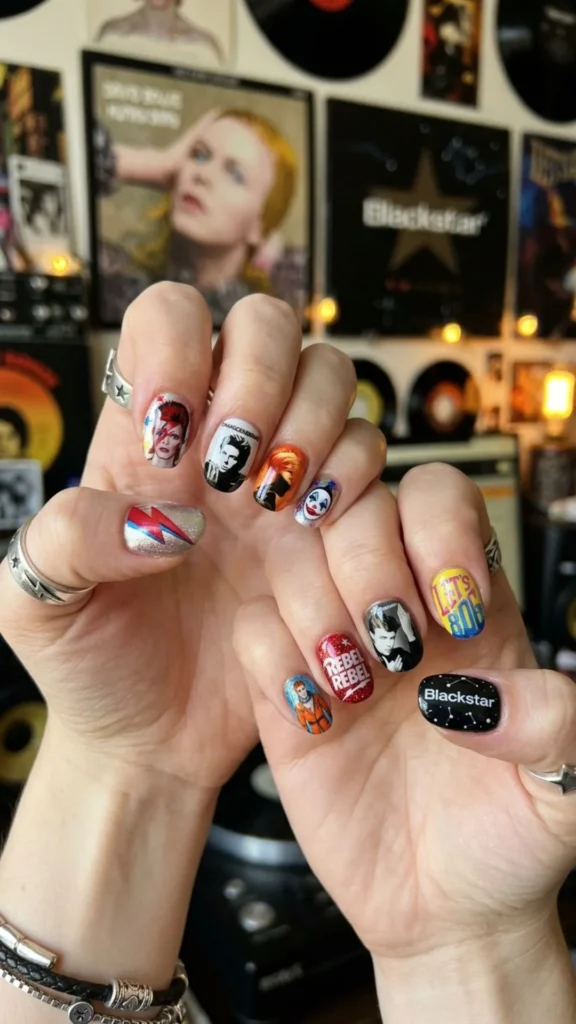 Artistic David Bowie nails with iconic-inspired details