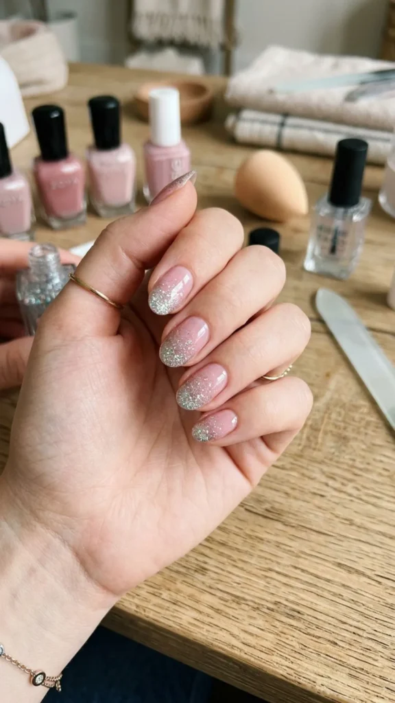 Sparkling Glitter Gradient Nail Design