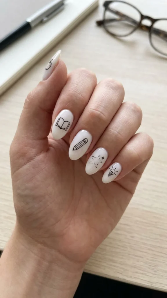 Minimalist line art nails featuring sleek abstract details for a modern, refined manicure.