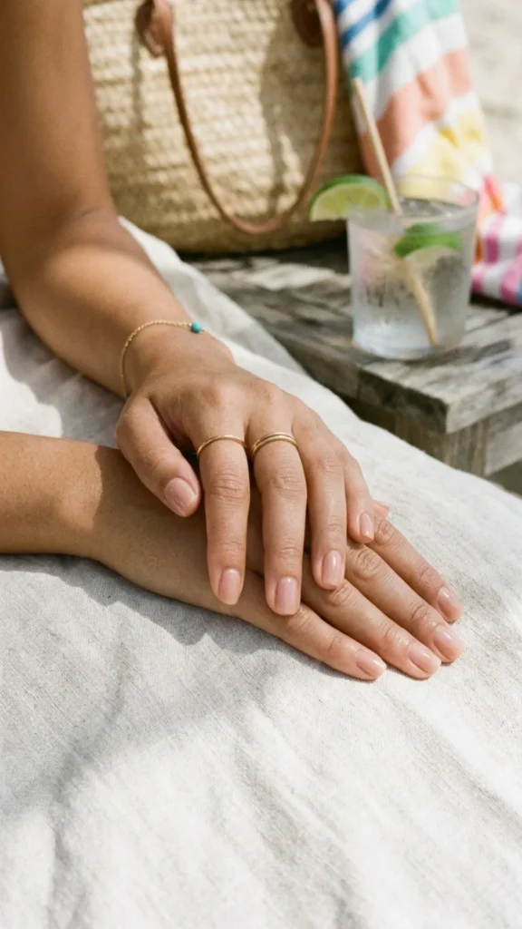 Elegant natural nude nail polish for a clean and timeless manicure.