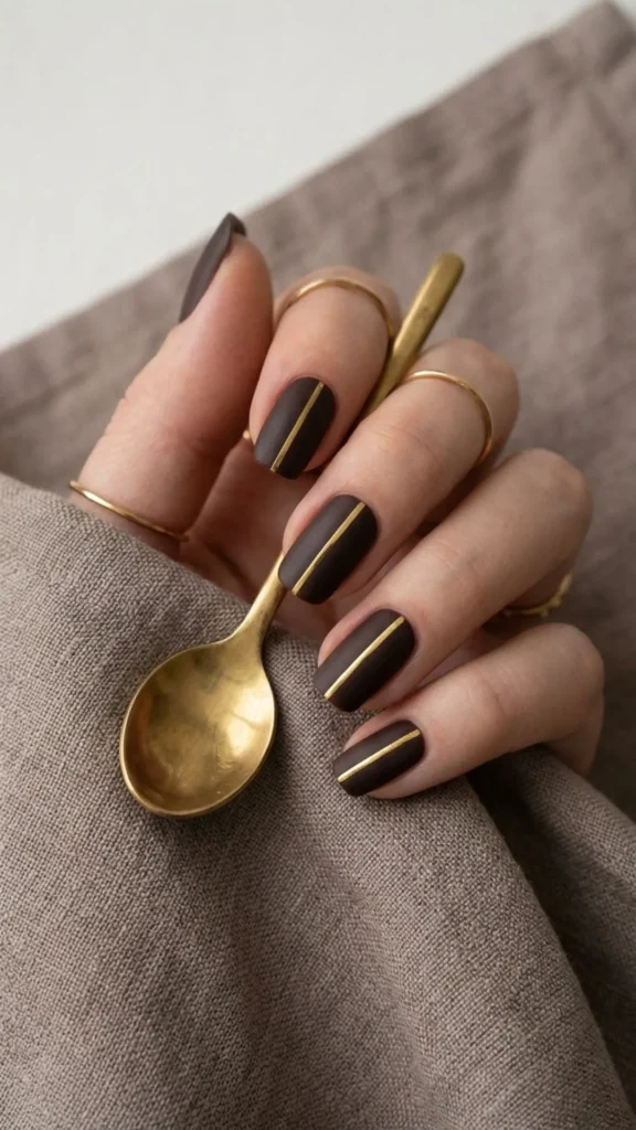 Sophisticated brown nail designs with rich tones for a chic and polished look.