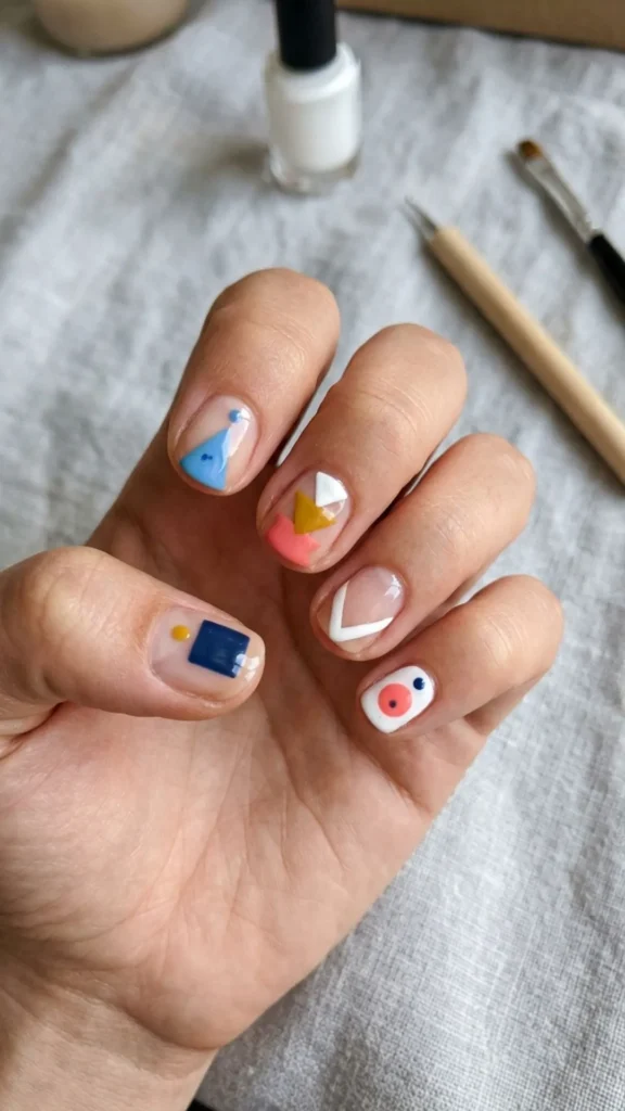 Modern Geometric Shape Nail Art