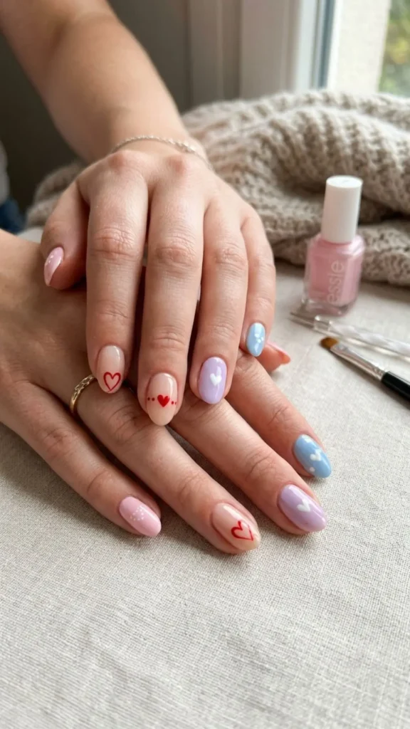 Cute Simple Heart Nail Art