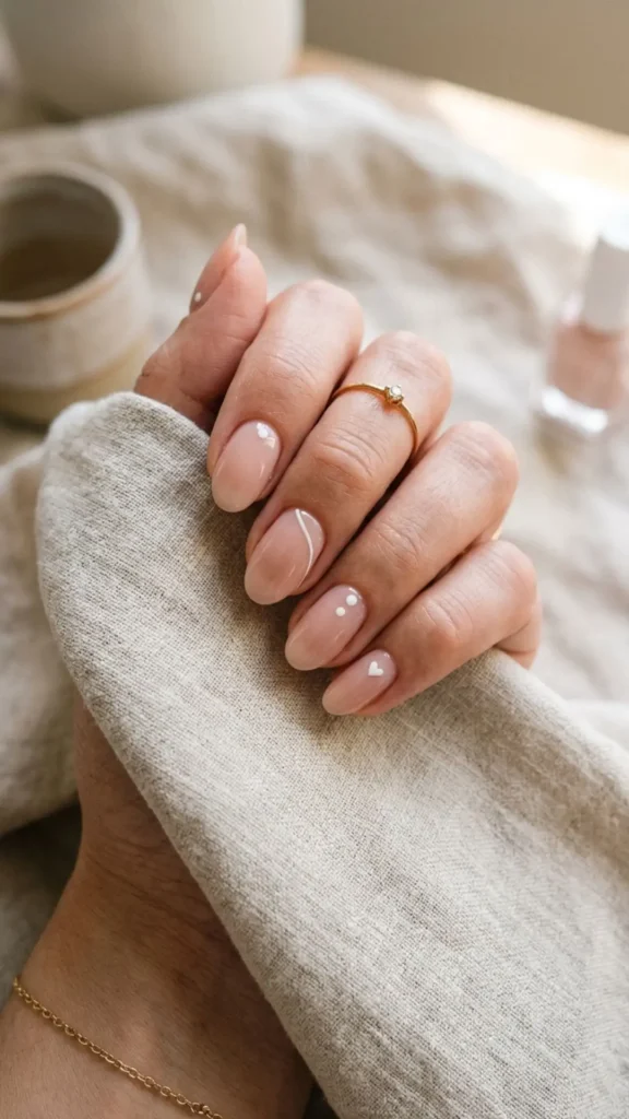 Minimalist nail art featuring clean lines and timeless neutral colors.