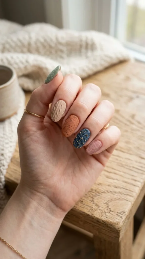 Stylish Textured Nail Art Design