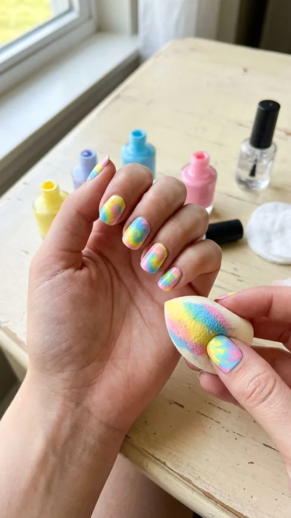 Colorful Swirled Tie Dye Nails