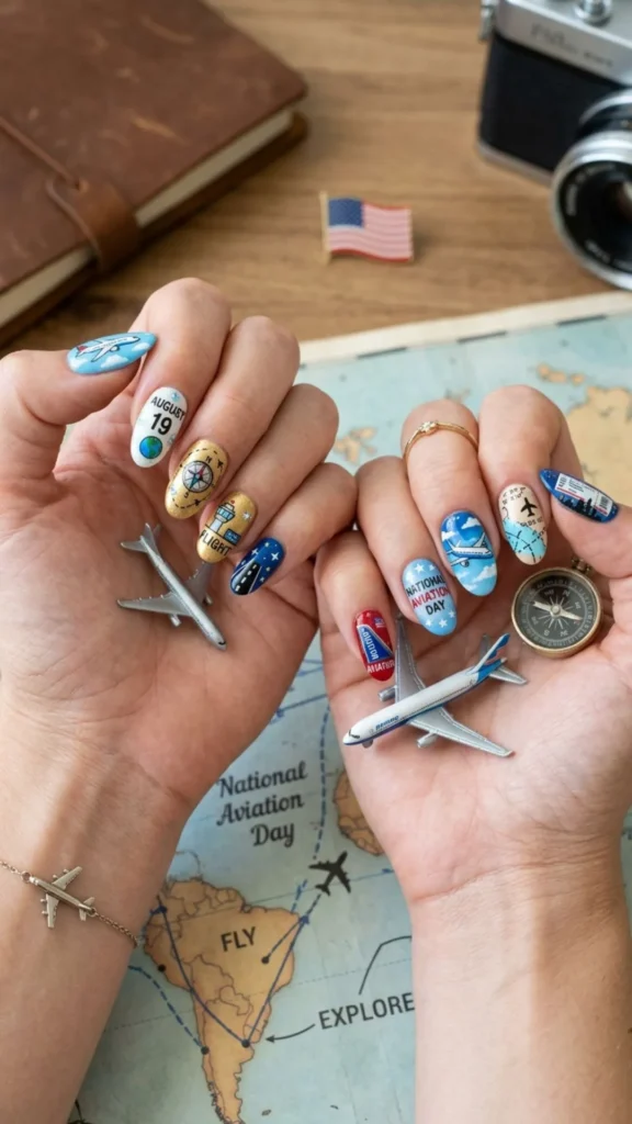  Travel Airplane Nails with Fun Vacation Details
