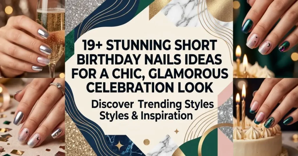 19+ stunning short birthday nail ideas featuring chic, glamorous, colorful, glittery, and elegant celebration-inspired designs.