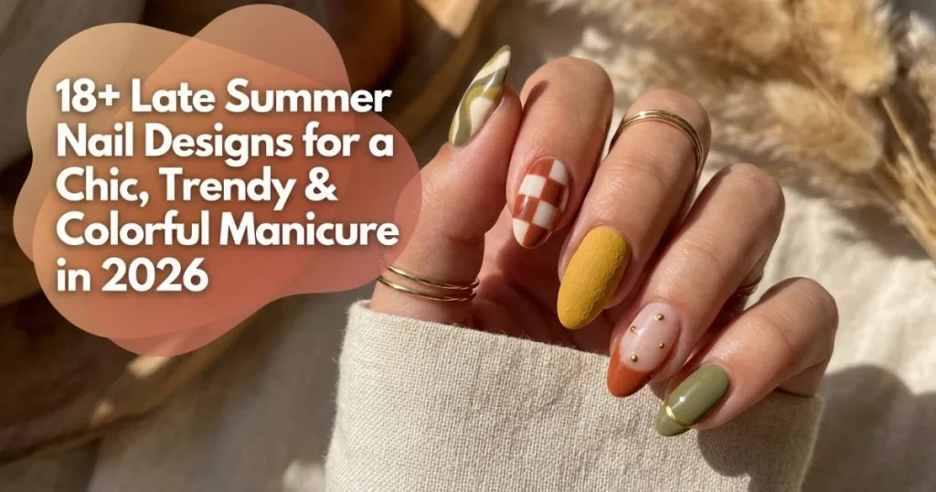 18+ late summer nail designs featuring chic, trendy, and colorful manicure ideas for 2026.