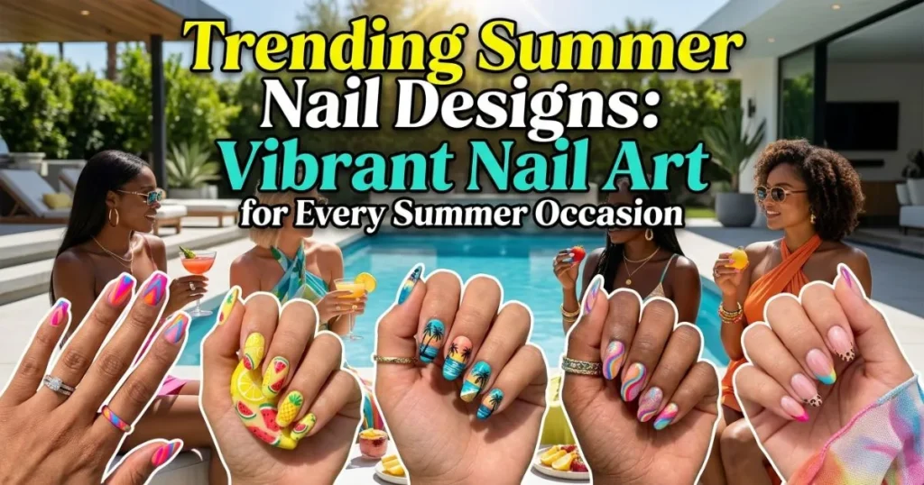 Trendy summer manicure featuring bright and stylish nail designs.