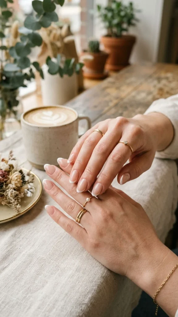 White micro French nails with elegant chic viral style