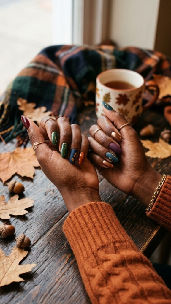  Elegant fall nails for dark skin with rich flattering colors