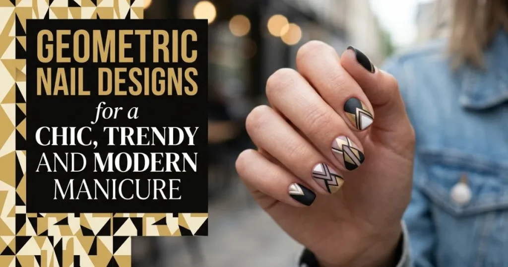 Chic geometric nail designs with modern patterns for a trendy and stylish manicure.