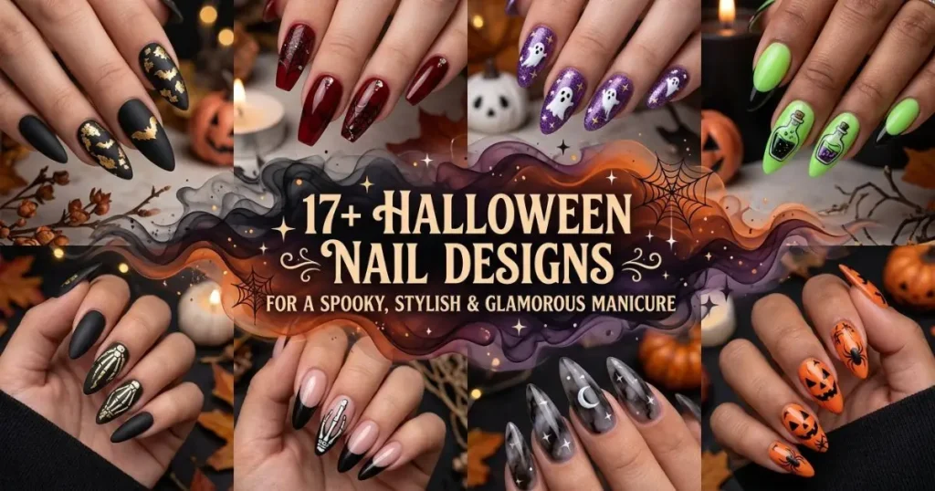 Spooky stylish glamorous Halloween nail designs for manicure